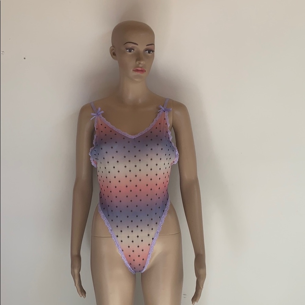 Star Gradient Backless Teddy Bodysuit